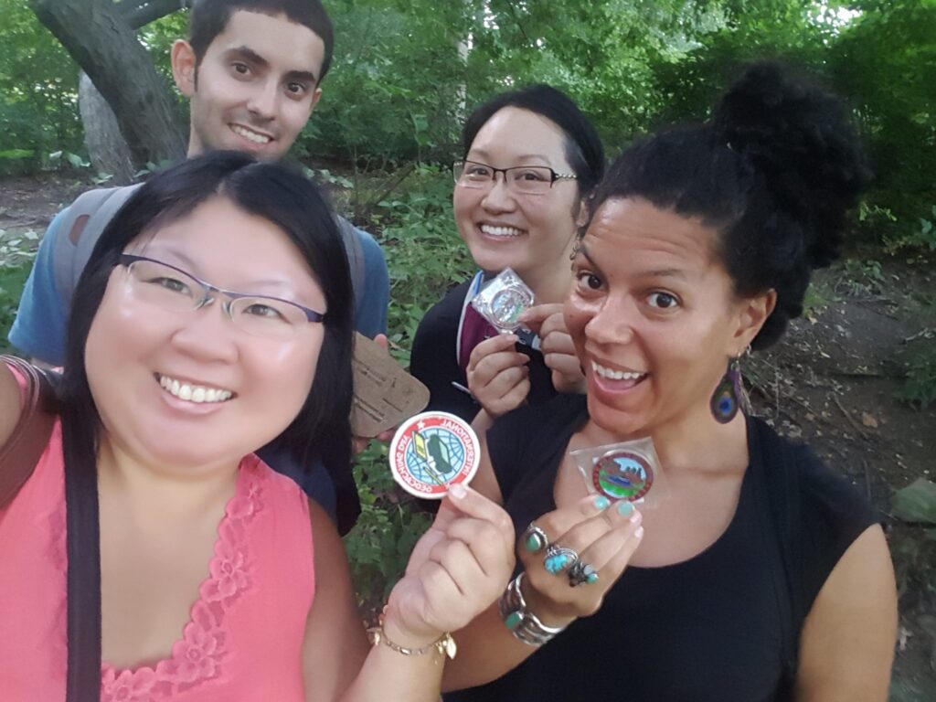GISMO Members earn badges at a summer geocaching event
