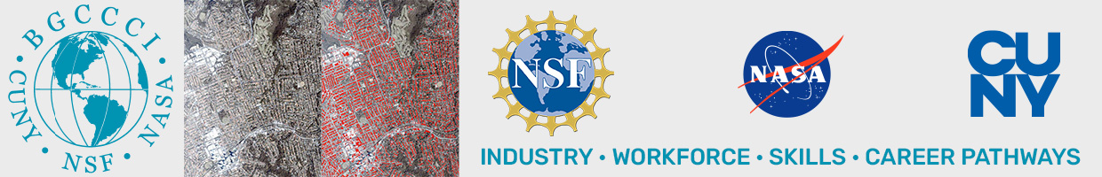 Series of logos including Bronx Community College, NASA and CUNY